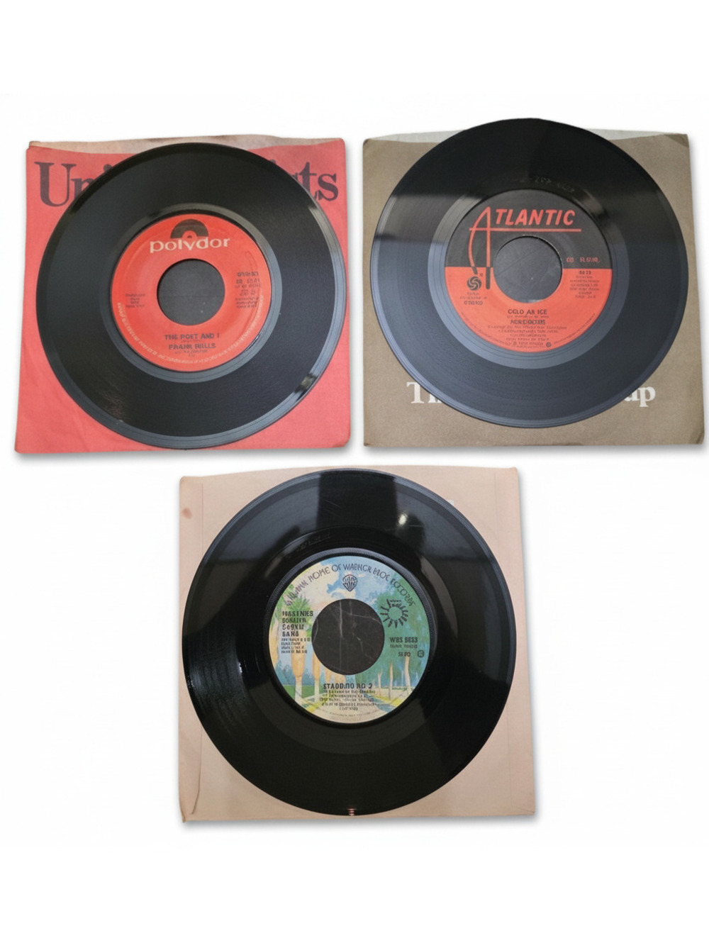 3 Vintage 1970s 45s 7" Vinyl Records Foreigner Frank Mills Manfred Manns Band